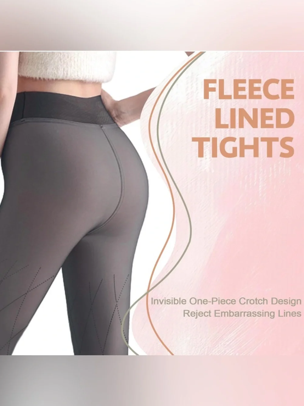 I7 NIB UniikStuff Women’s Fleece Lined Tights, Gray Fishnet - Size: Medium